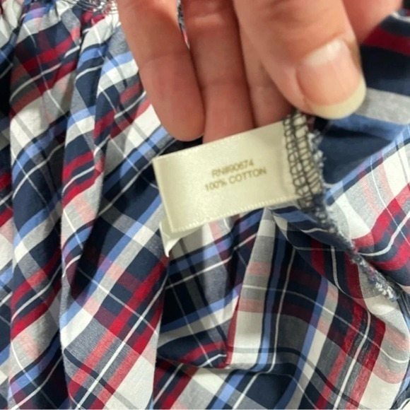 Boston Proper Womens Peplum Plaid Shirt Button Front Size 2 - Picture 3 of 6